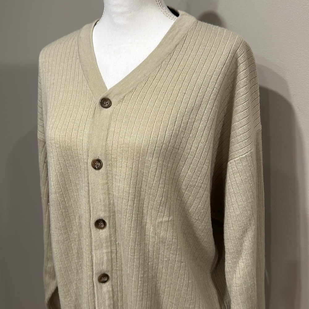 Mens WOODS & Gray Cardigan Sweater Cream Oversized/Relaxed Casual Timeless Cozy - Picture 3 of 7